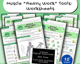 Proprioceptive Learning Worksheets, "Heavy Work", Muscle Tools, Personalised, OT, Self-Regulation, Sensory Processing, Tools, Energy, pdf