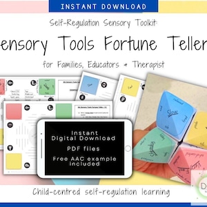 Sensory Tools Fortune Tellers, Self-Regulation, Energy Tools, Learning, Fun, Classroom, Home, OT, Kids, Printable, origami, Digital Download image 1