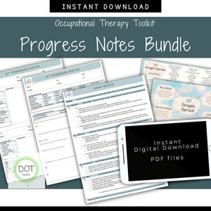 Notes de progression ergothérapeutes, compétences de performance, notes SOAP, enfants, pédiatrie, ergothérapie, AVQ, école, imprimable, téléchargement numérique, pdf