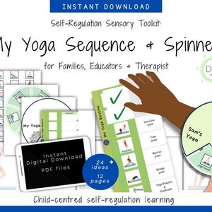 Yoga Visuele reeksen en spinners, Kinderen, Tieners, Kaarten, Activiteit, Gepersonaliseerd, Zelfregulering, Sensorische hulpmiddelen, OT, Klas, Thuis, AAC, pdf