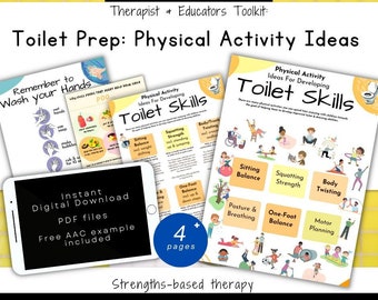 Toilet Skills: Physical Activities, Pre-toileting, Gross Motor, Body, Hand washing, Constipation, Preparation, visual, Digital Download, pdf