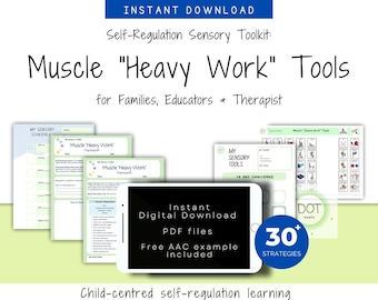 Heavy Work Sensory Tools, Resources, Self-Regulation, Proprioception, Classroom, Home, OT, Paeds, Kids, Printable, Digital Download, pdf