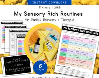 Sensory Rich Routine Plans & Visuals, Sensory Processing, Orientation, Self Regulation, Child, Adult, Daily Schedule, OT, Home, School, pdf