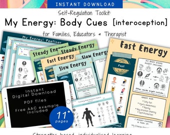 Interoception Body Cues/Senses 2, Resources, Energy, Feelings, Self-Regulation, Classroom, Home, OT, Paeds, Kids, pdf, Digital Download