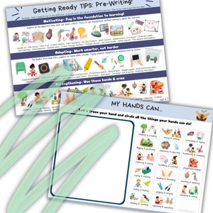 Pre-Writing Skills Posters & Worksheet, Fine motor, Seating, Hand strength, Development, Adaptations, Children, OT, Digital Download, pdf image 3