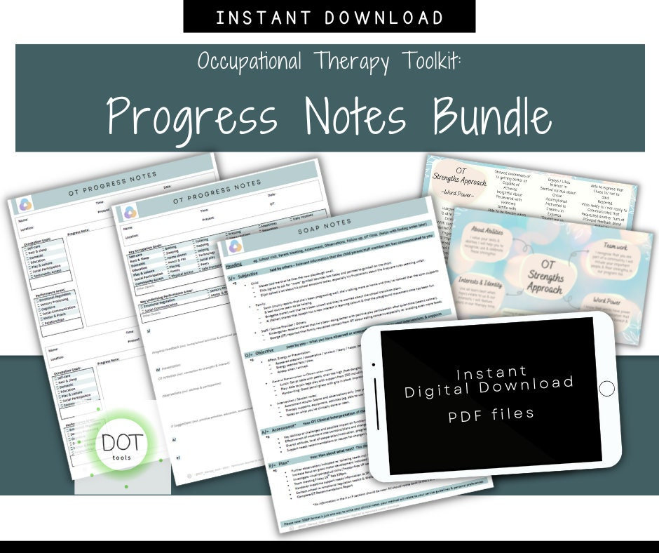 OT Progress Notes, Performance Skills, SOAP notes, Children, Paediatric, Occupational Therapy, ADL, School, Printable, Digital Download, pdf