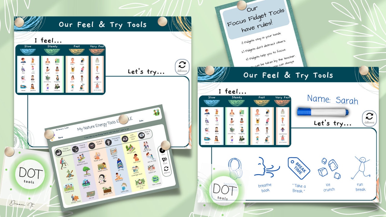 Self-regulation Visuals Toolkit Colourful, Sensory Tools, Feelings