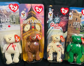International Bears - Set completo di 4! Ty Teenie Beanie Babies 1999 McDonald's