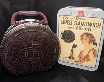 Set di scatole di biscotti reo / 2 pezzi Nabisco / Borsa portapranzo a forma di biscotto / National Biscuit Company / Oggetto da collezione pubblicitario vintage