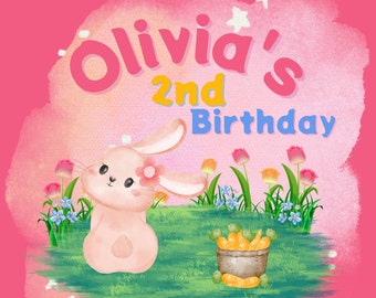 Personalized Birthday Book for Little Girl Bunny Rabbit Birthday Book Gift Idea for 2nd Birthday