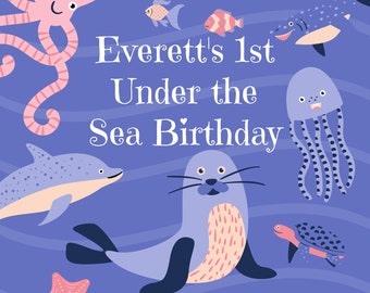 Personalized 1st Birthday Book First Birthday Gift Ocean Animal Lover Under the Sea Theme Birthday Party I See My Name in the Book