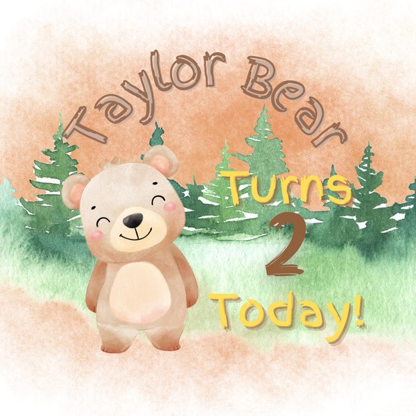 Personalized Children's Birthday Book for Little Boy Bear Theme Birthday Gift Birthday Party Gift Idea for 2 Year Old