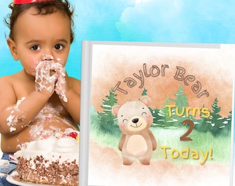 Personalized 2nd Birthday Bear Book, Custom Teddy Bear Storybook, Second Birthday Gift for Grandson Granddaughter Keepsake