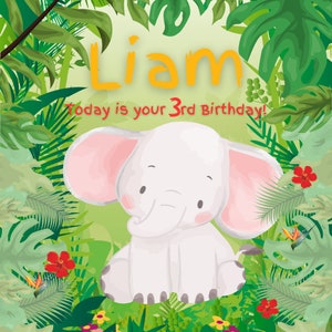 Personalized Birthday Elephant Book: Jungle Animal Theme
