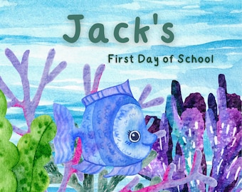 First Day of School Personalized Book - Custom Boys Ocean Theme