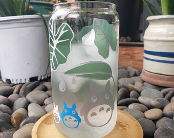Botella de vidrio con forma de hoja de Totoro que cambia de color/anime Studio Ghibli/botella de agua