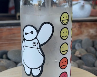 Baymax Glass Cup Pain Chart Color Changing BH6 water bottle