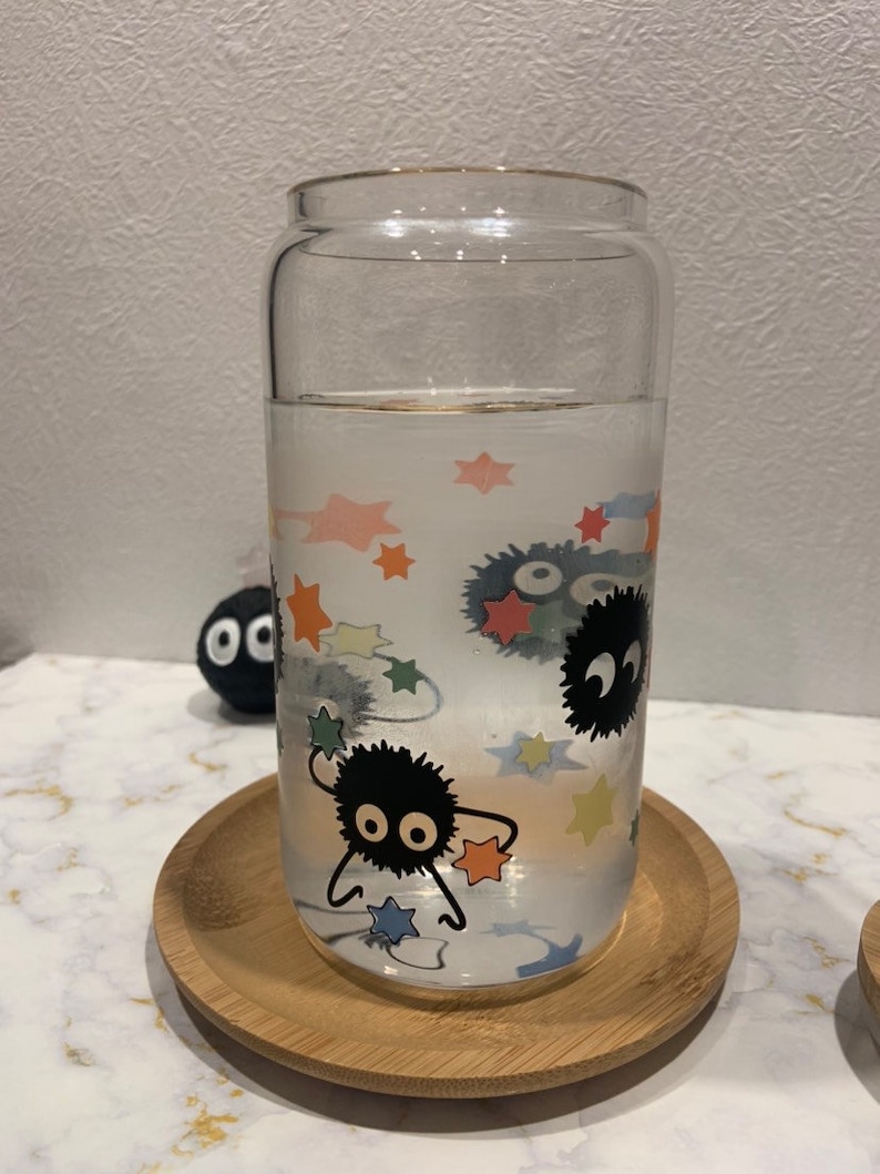 Ghibli Soot Sprites Stars Glass Cup, Botella de agua Botella que cambia de color / Anime Studio