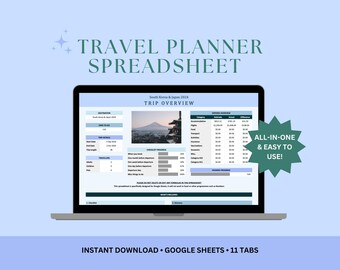 Digital Travel Planner | Google Sheets Itinerary, Budget (Digital Download)