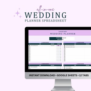 All-In-One Digital Wedding Planner Spreadsheet | Wedding Budget | Wedding Guest List | Wedding Organisation | Google Sheets Template