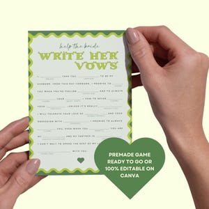 Shrek Bachelorette Write Her Vows Game | Hen Party Printable (Canva) image 3