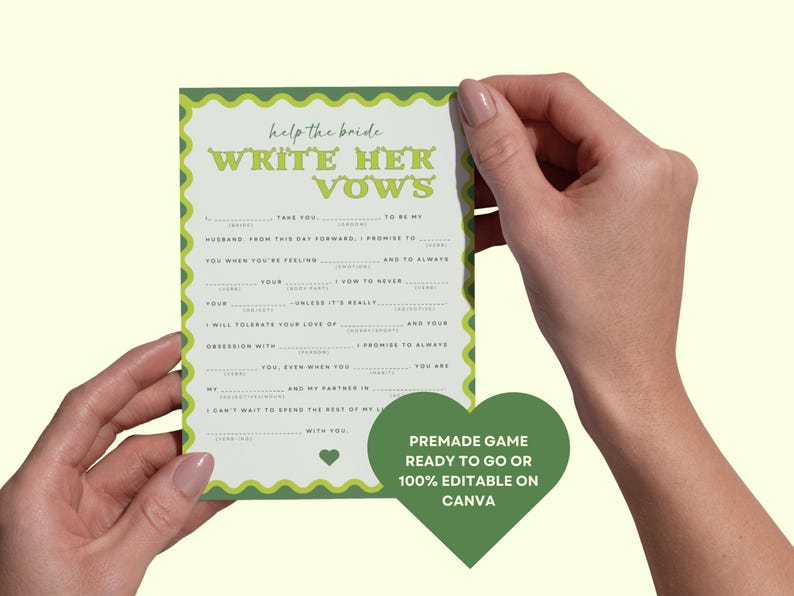 Shrek Bachelorette Write Her Vows Game | Hen Party Printable (Canva) image 3