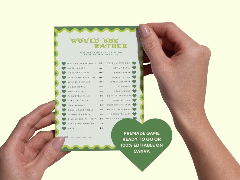 Shrek Bachelorette Game | Would She Rather Hen Party (Printable & Canva) image 3
