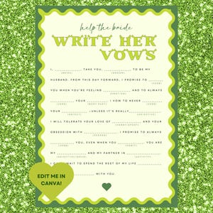 Shrek Bachelorette Write Her Vows Game | Hen Party Printable (Canva) image 1