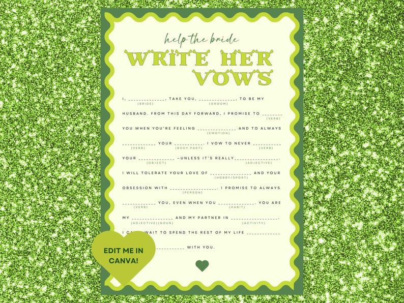 Shrek Bachelorette Write Her Vows Game | Hen Party Printable (Canva) image 1