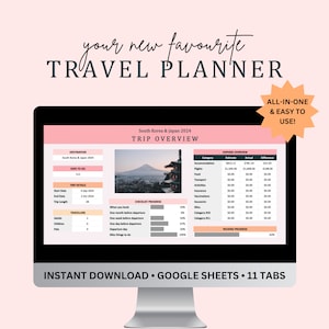 All-In-One Travel Planner | Digital Travel Planner | Travel Itinerary | Holiday Planner | Travel Organizer | Travel Budget | Google Sheets