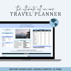 All-In-One Travel Planner | Digital Travel Planner | Travel Itinerary | Holiday Planner | Travel Organizer | Travel Budget | Google Sheets