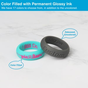 Personalized Silicone Ring for Men & Women with Custom Wooden Ring Box, 8mm Width Engraved Couple Wedding Bands imagem 3