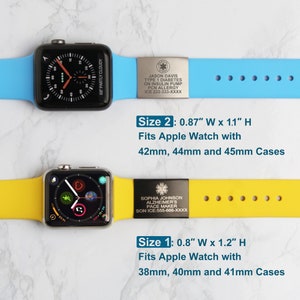Medical Alert ID Tag for Apple Watch Band, Custom Engraved Emergency ID ...