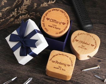 Personalized Tape Measure, Gift Box, 6 Ft/2 M, Custom Engraved Wood Tape Measure for Father's Day Husband Birthday Gift