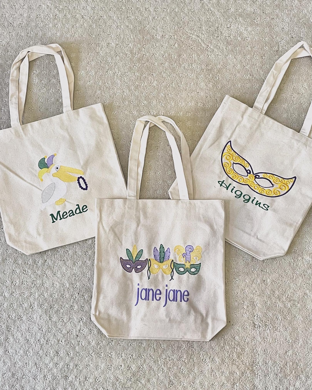Embroidered Mardi Gras Bead Bags With Name - Etsy