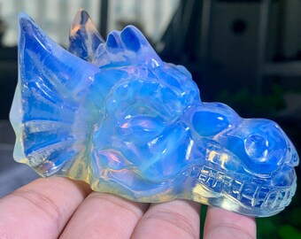 3.2''+ Opal Quartz crystal dragon skull,Hand carved dragon skull,New year gift crystal gifts crystal healing 1pc