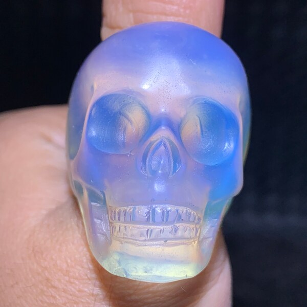 1.8" Opal quartz crystal,Crystal Skull Ring,crystal hand carved skull,crystal quartz,crystal gift 1x Halloween gift