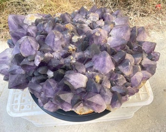 82.39LB Natural amethyst cluster, quartz crystal cluster, quartz crystal wand point, specimen healing C72