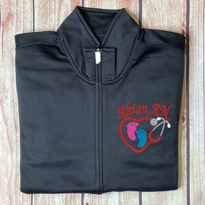 Custom embroidered jacket, RN personalized jackets