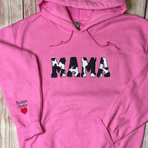 Cow mama embroidered hoodie