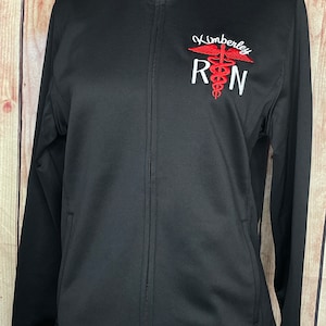 Personalized Embroidery fleece jacket. Jacket for female RN . Nurse jacket. Winter Jacket