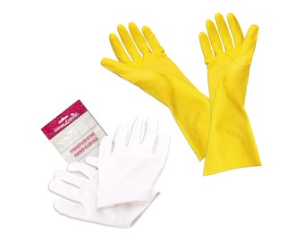 Kitchen Comfort Combo: Gloves Legend Yellow Nitrile Kitchen Gloves Size Small + Gloves Legend White Cotton Gloves Size Small