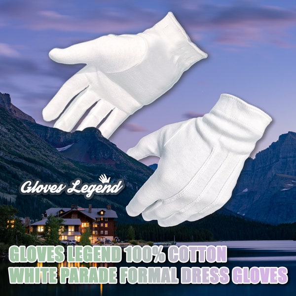 Gloves Legend 100% Cotton White Marching Band Parade Formal Dress Costume Gloves For Men and Women