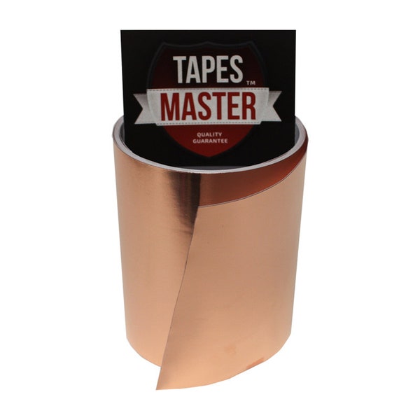 Tapes Master 4" x 10ft - 1 Mil  Copper Conductive Tapes for Guitar Cavity, EMI Shielding Gardening, Soldering Jewelry, Art Crafts