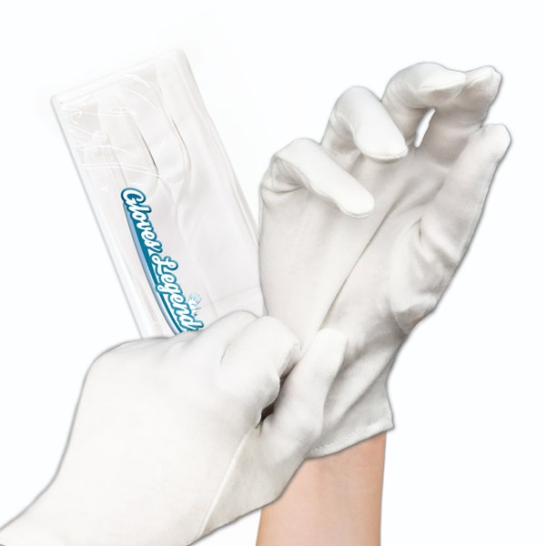 White 100% Cotton Moisturizing Gloves for Dry Hand, Eczema - Sleeping Nighttime Cotton Cloth Moisturizing Gloves - S,M,L,XL