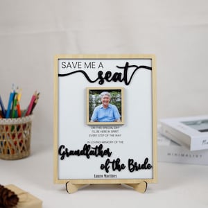 Personalized Save Me a Seat Wedding Sign, In Loving Memory Chair Sign, Reserved Memorial Sign for Wedding Ceremony, Sympathy Gift