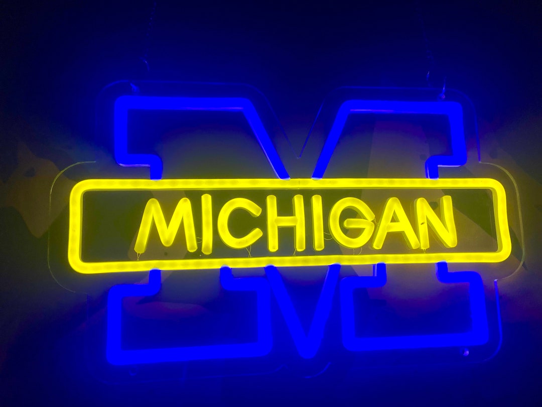 Neon Sign Michigan Neon Signcustom University of Name Logo Etsy