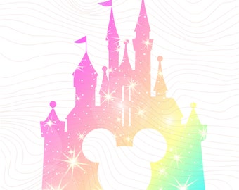 Cute Magic Kingdom Castle PNG, Glitter Castle sublimation Clipart