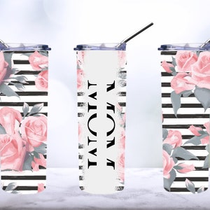 MOM Tumbler Wrap PNG Lägg till barnnamn Sublimeringsdesigner Slim 20oz