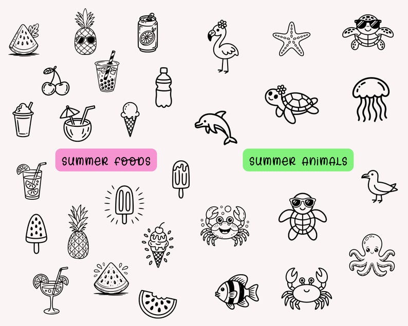 250 Summer Coastal SVG Bundle | Beach, Ocean, Handrawn Doodle Png Svg ...